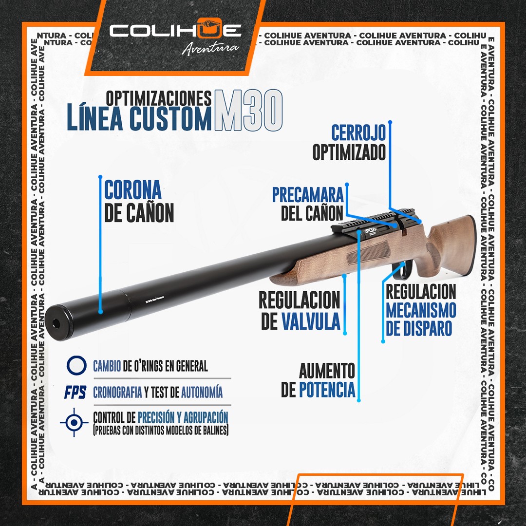 Rifle PCP Fox M30 Plus + Inflador + mira Discovery 3-9x40 + Funda + Balines - Imagen 2