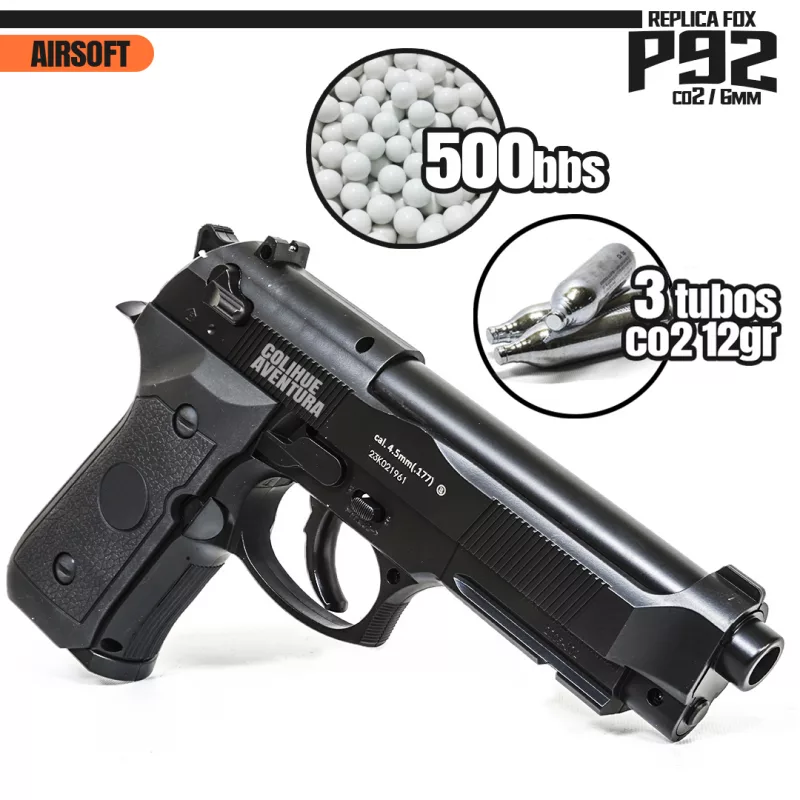 Pistola Fox Co2 P92 - cal 6mm (Replica Beretta 92) Airsoft