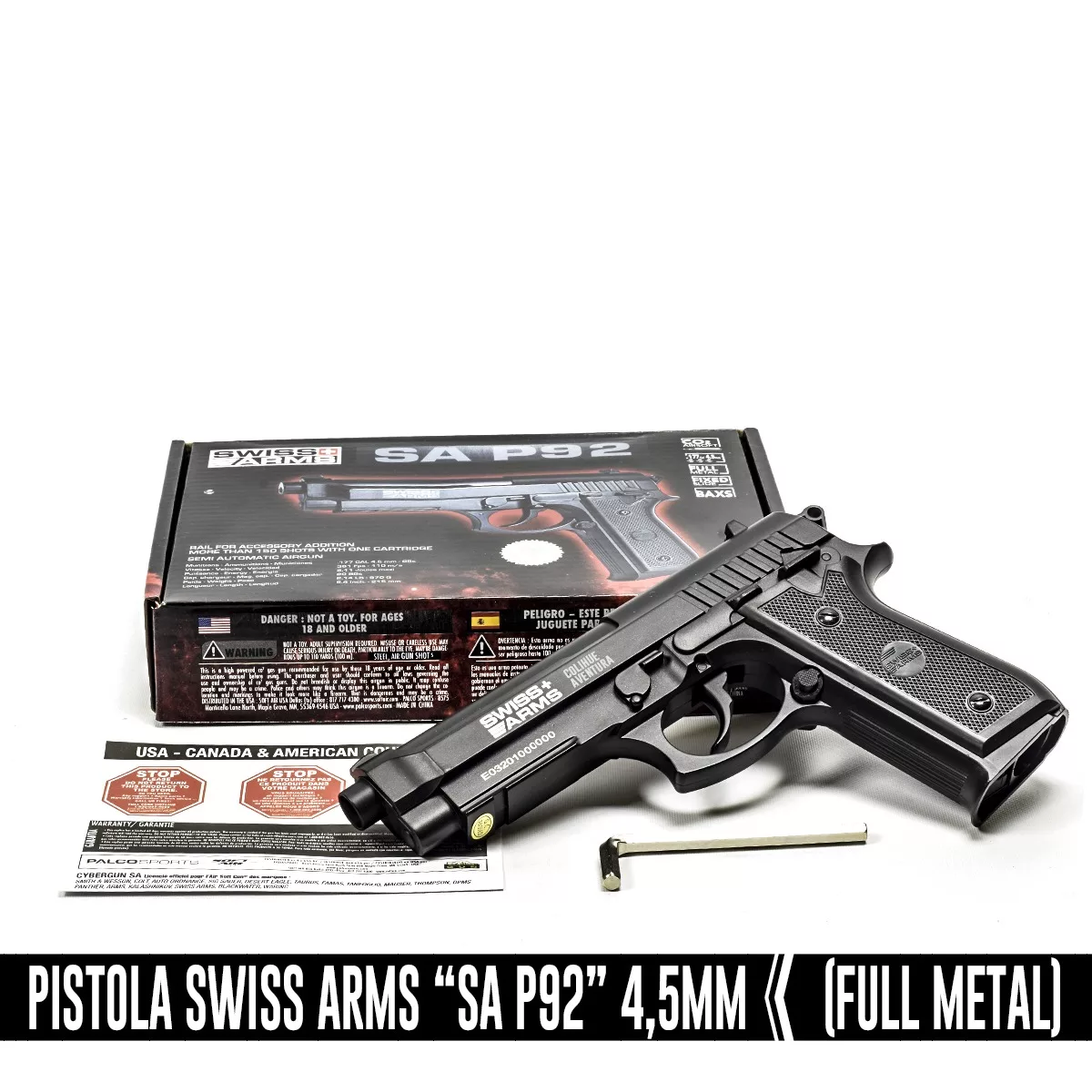 Pistola Balines Co2 Full Metal P92 Corredera Fija