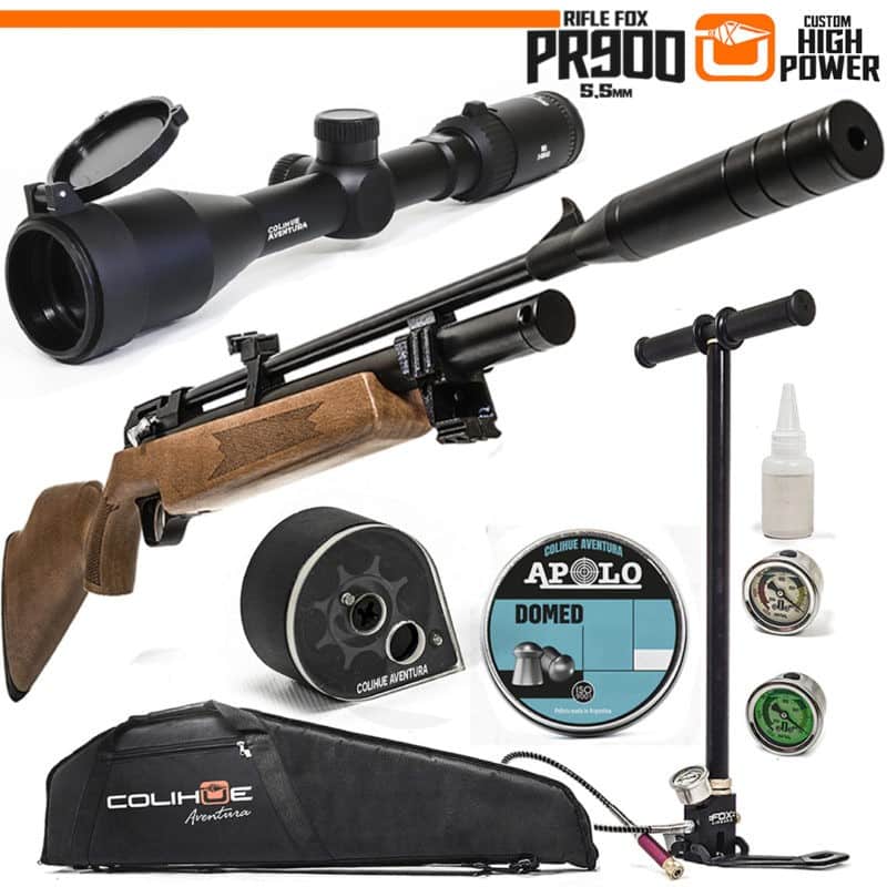 Combo - Fox Pr900w High Power cal 5,5mm + Inflador Fox 300+ Mira 3-9x40 + Funda