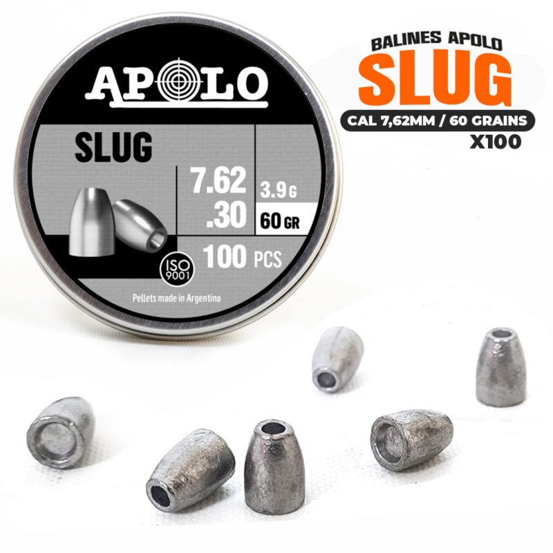 Balines Apolo Slug cal 7.62mm - 60 grains - x100u.