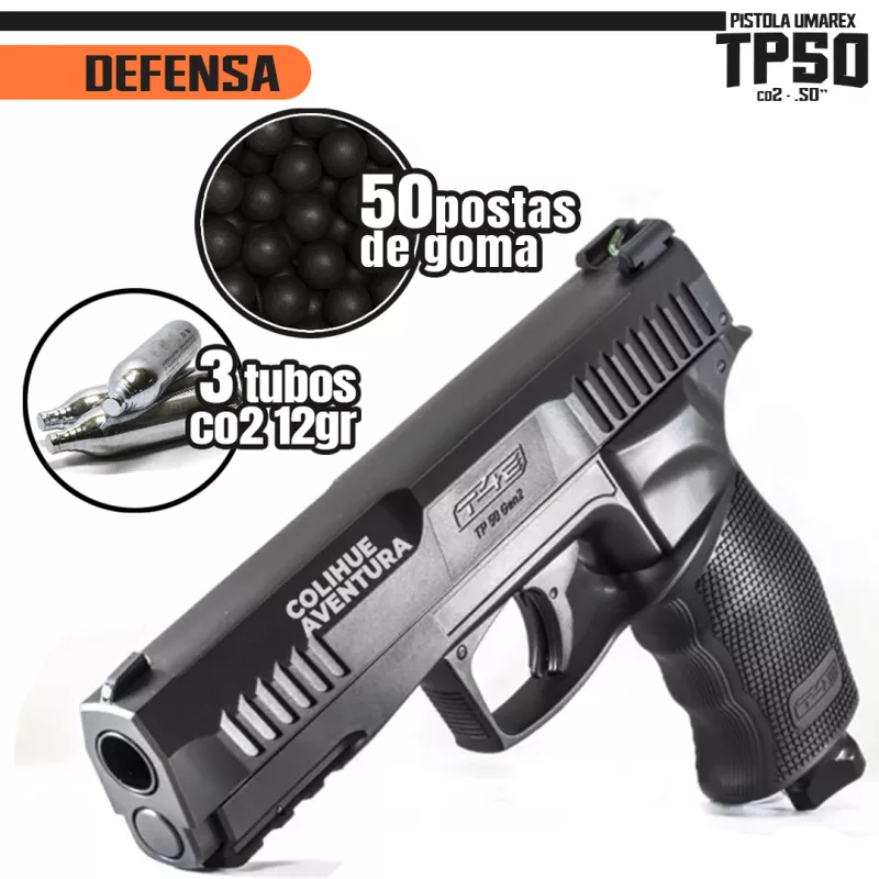 Pistola de Defensa "Umarex TP50 Gen2" (Cal .50") + 50 Postas + 3 Tubos Co2