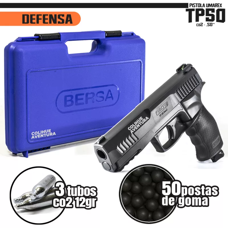 Pistola de Defensa "Umarex TP50 Gen2" (Cal .50") + 50 Postas + 3 Tubos Co2 + Estuche