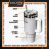 Vaso Acero Inoxidable Fox Long Cup 1.2lts - Con Tapa y Sorbete - Imagen 2