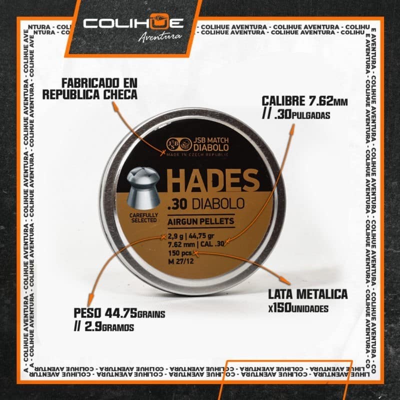 Balins JSB Hades .30 - cal 7.62mm - 44.75 grains - Imagen 2