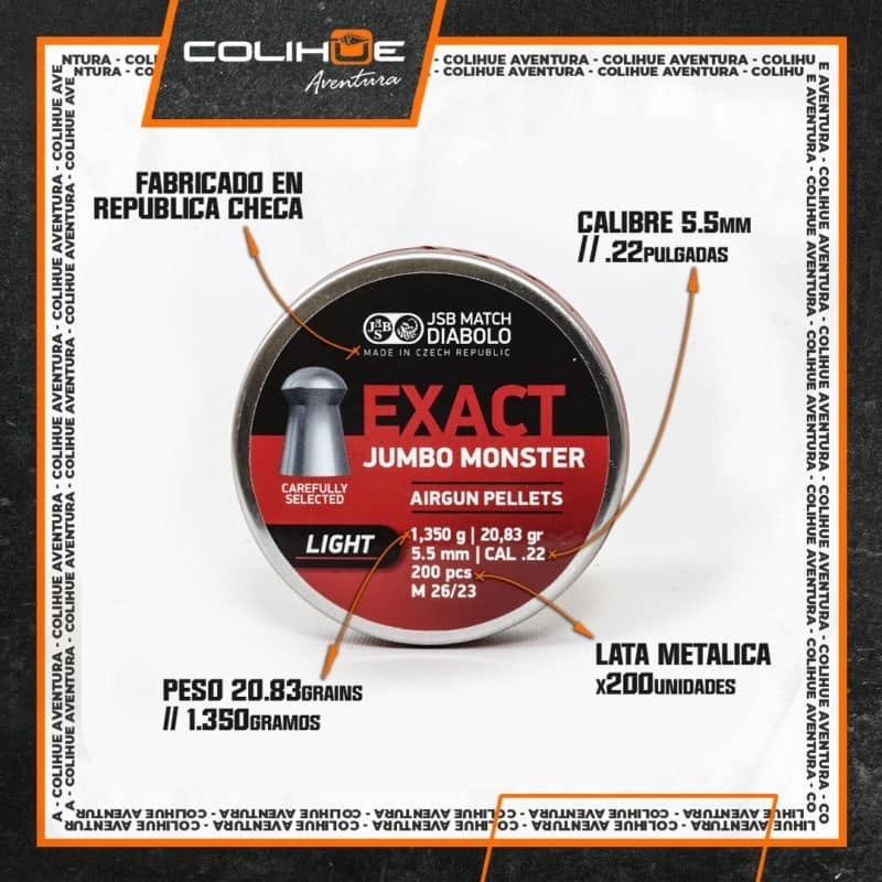 Balines JSB Jumbo Monster Ligth - cal 5,5mm - 20.83grains - Imagen 3