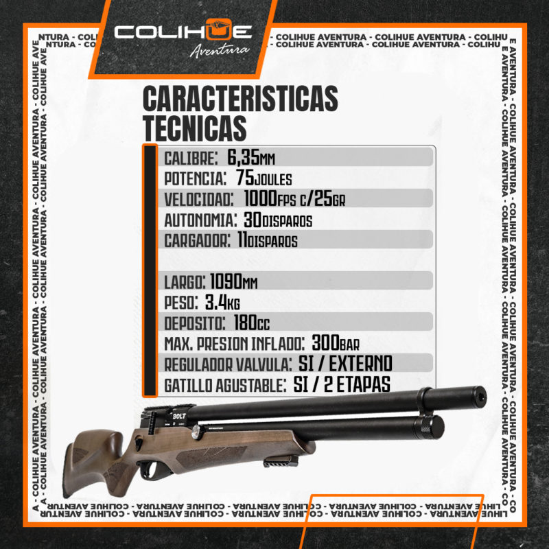 Rifle PCP Bolt X3 Carabina (cal. 6,35mm) - Imagen 4