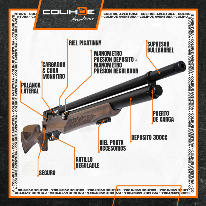 Rifle PCP Bolt X5 Carabina (cal. 6,35mm) - Imagen 2