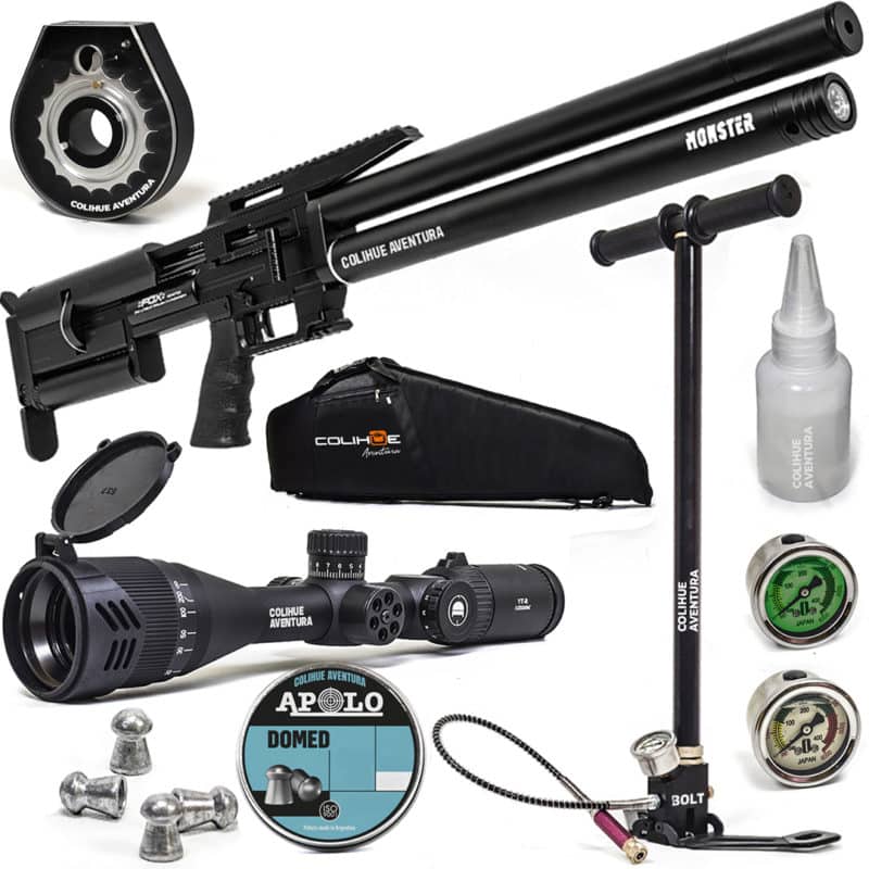 Rifle PCP Fox Monster + Mira Discovery 3-12×42 + Inflador Premium