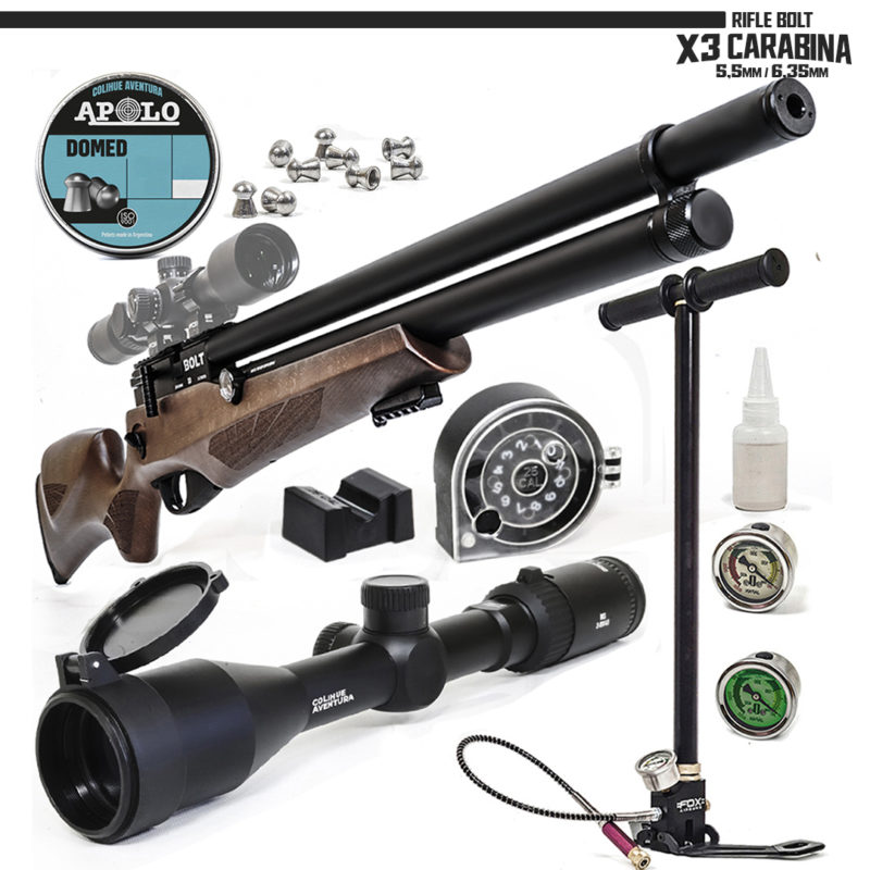 Rifle PCP Bolt X3 Carabina + Inflador + Mira 3-9x40