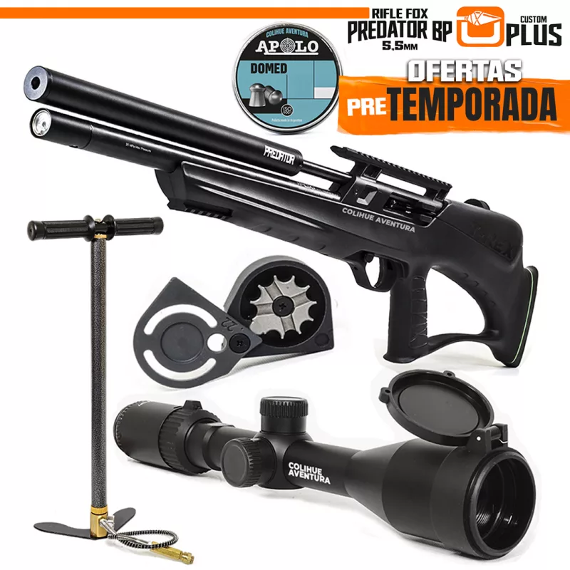 Rifle PCP Fox Predator Bullpup Plus (cal 5,5mm) + Inflador Mamba + Mira 3-9x40
