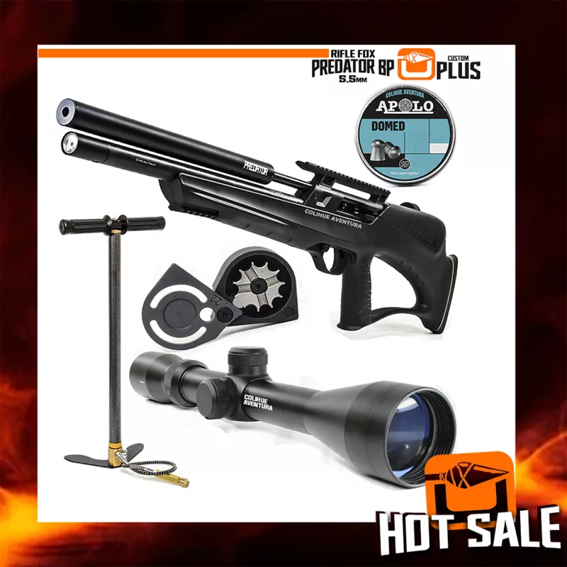 Rifle PCP Fox Predator Bullpup Plus (cal 5,5mm) + Inflador Mamba + Mira 3-9x40