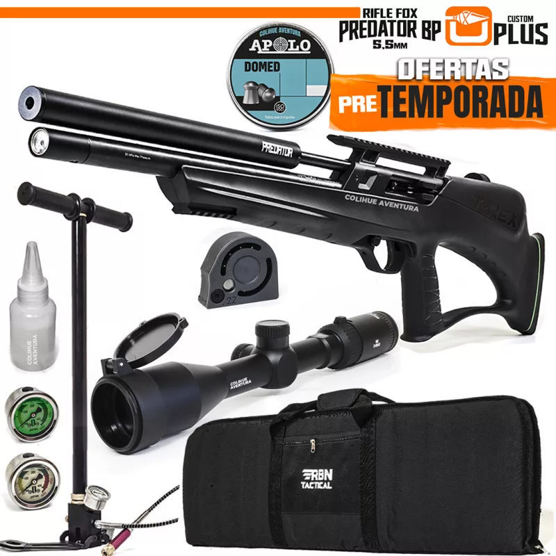 Rifle PCP Fox Predator Bullpup Plus (cal 5,5mm) + Inflador Premium + Mira Ms3-9x40 + Funda