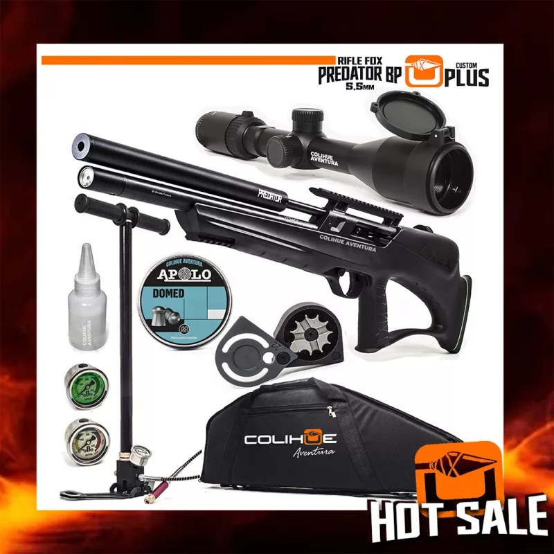 Rifle PCP Fox Predator Bullpup Plus (cal 5,5mm) + Inflador Premium + Mira Ms3-9x40 + Funda