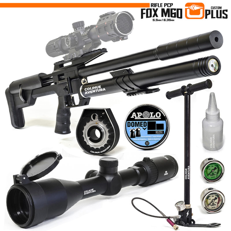 Rifle PCP Fox M60 Plus (cal 5.5mm / 6.35mm) + Inflador + Mira Fox Ms3-9x40