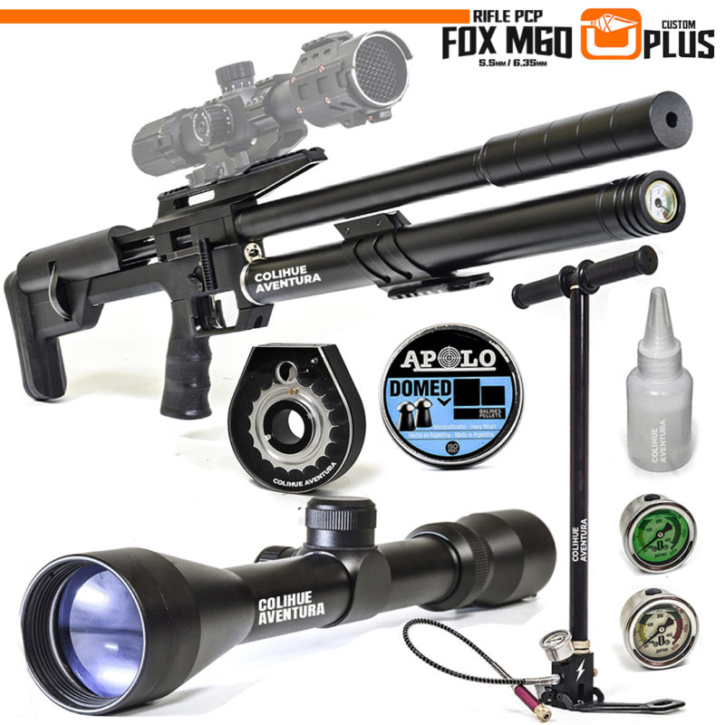 Rifle PCP Fox M60 Plus (cal 5.5mm / 6.35mm) + Inflador + Mira 3-9x40