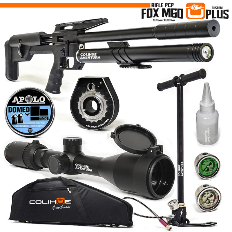 Rifle PCP Fox M60 Plus (cal 5.5mm / 6.35mm) + Inflador + Mira Fox Ms3-9×40 + Funda