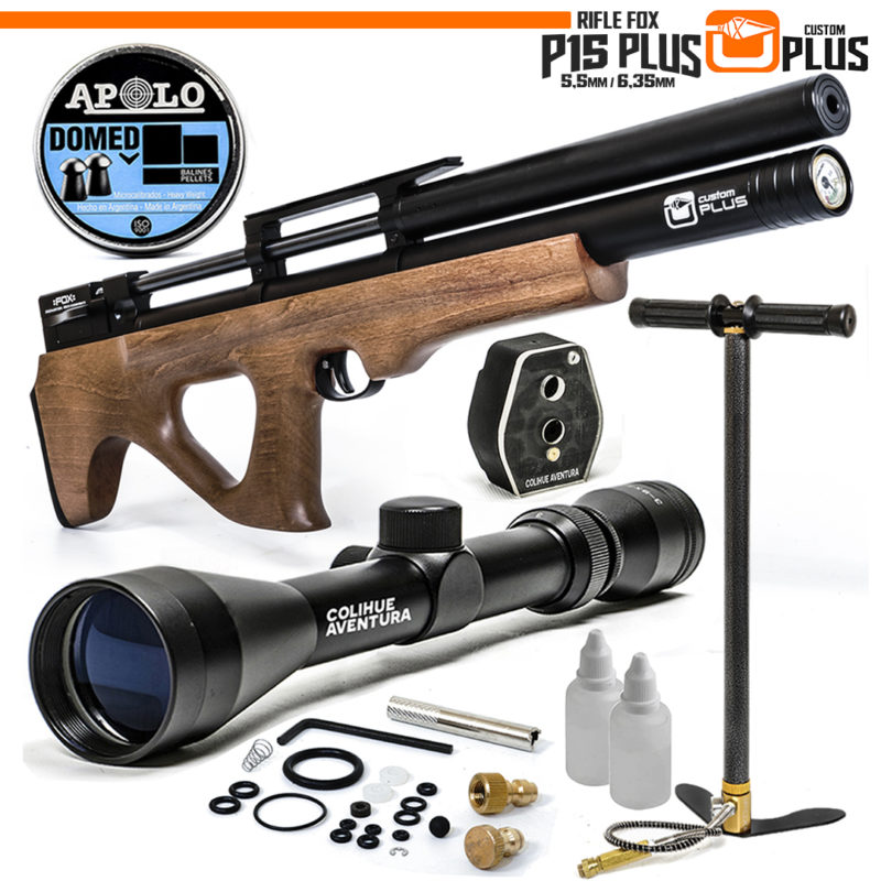 Rifle PCP Fox P15 Plus (cal 5,5mm) + Inflador Mamba + Mira 3-9x40