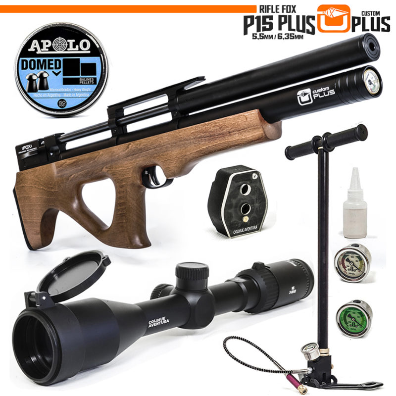 Rifle PCP Fox P15 Plus (cal 5,5mm) + Inflador Premium + Mira Ms3-9x40