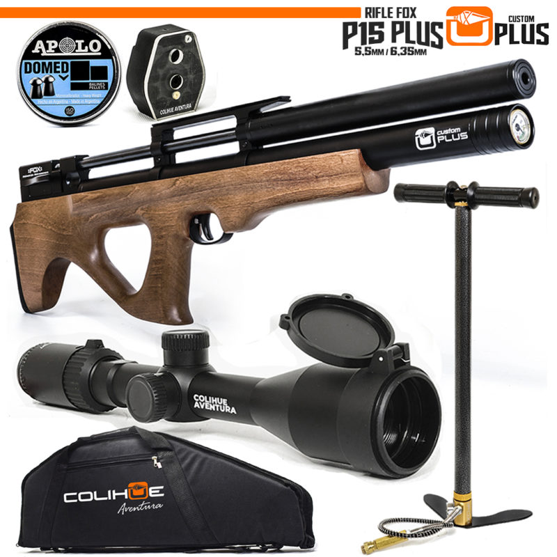 Rifle PCP Fox P15 Plus (cal 5,5mm) + Inflador Premium + Mira Ms3-9x40 + Funda