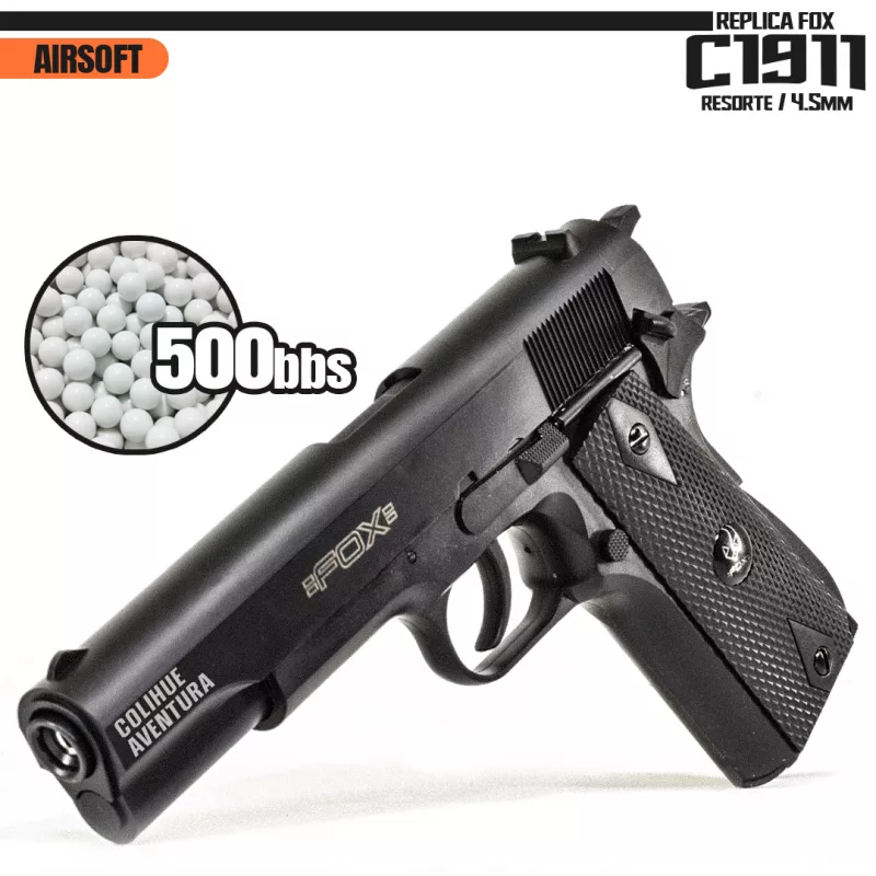 Pistola Fox Resortera C1911 - 6mm (Replica Colt 1911) Airsoft