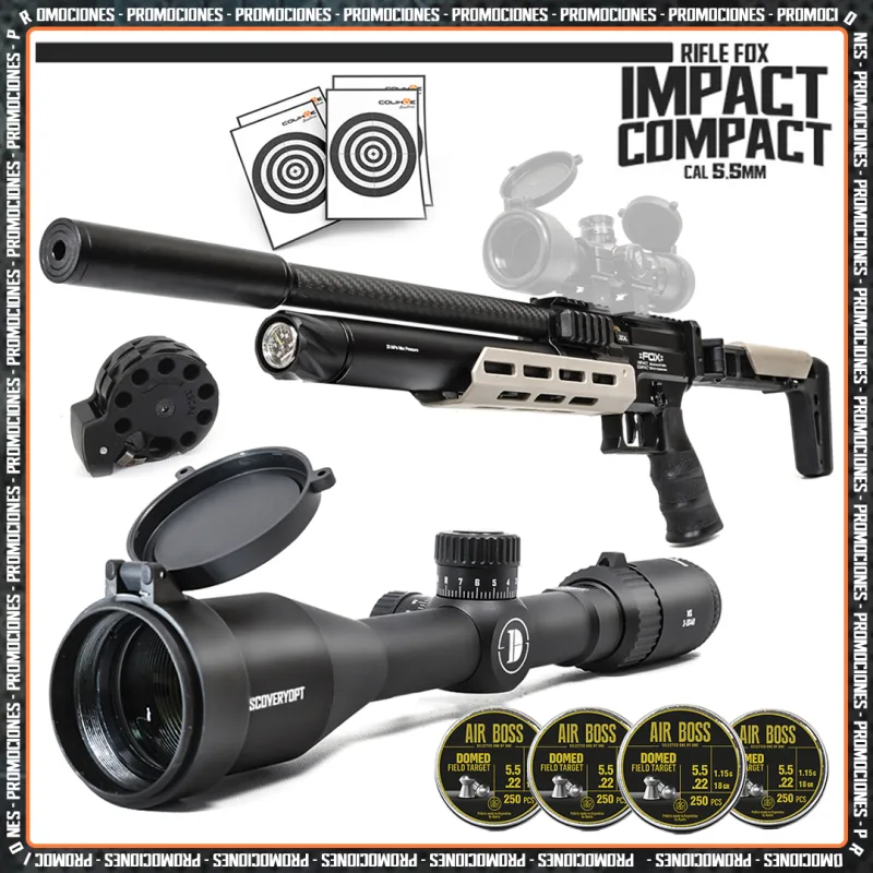 Promo Rifle PCP Fox Impact Compact + Mira Ms3-9x40 + 1000Balines